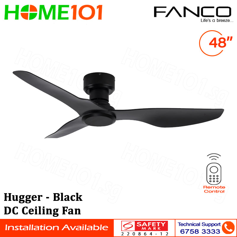 Fanco DC Motor Ceiling Fan with LED Light (Optional) & Remote Control 48" Hugger