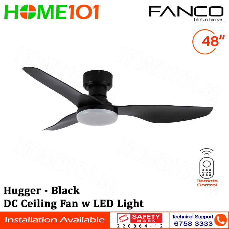 Fanco DC Motor Ceiling Fan with LED Light (Optional) & Remote Control 48" Hugger