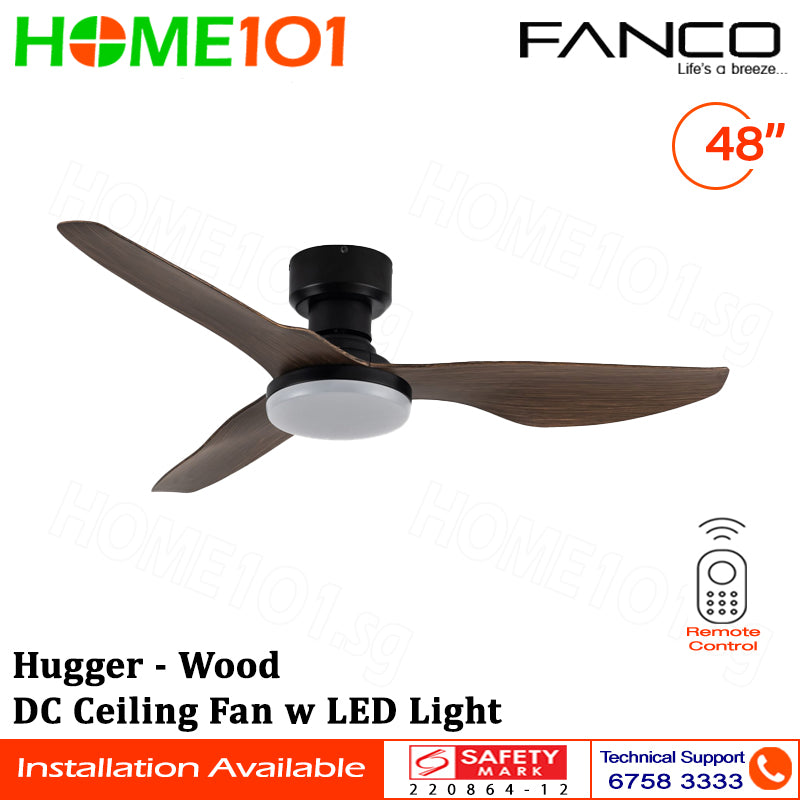 Fanco DC Motor Ceiling Fan with LED Light (Optional) & Remote Control 48" Hugger