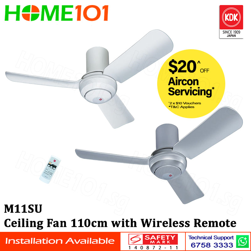 KDK Remote Ceiling Fan 110cm w/ Remote Ctrl M11SU
