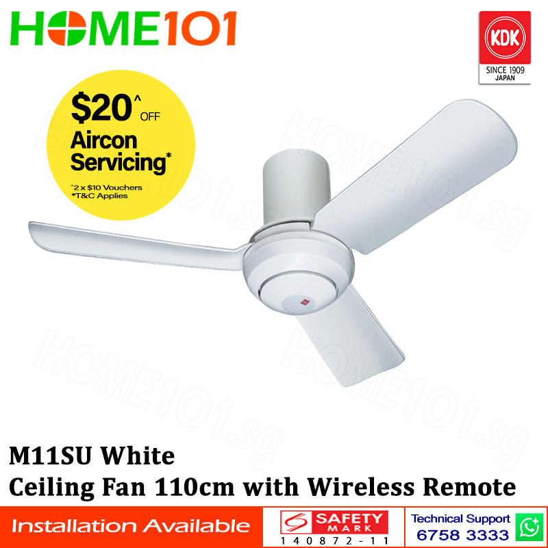 KDK Remote Ceiling Fan 110cm w/ Remote Ctrl M11SU