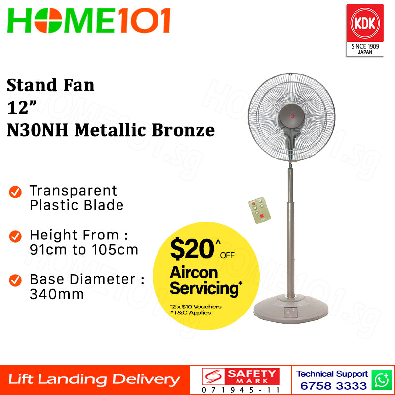KDK Living Fan 30cm Plastic Blade w/Remote Control N30NH