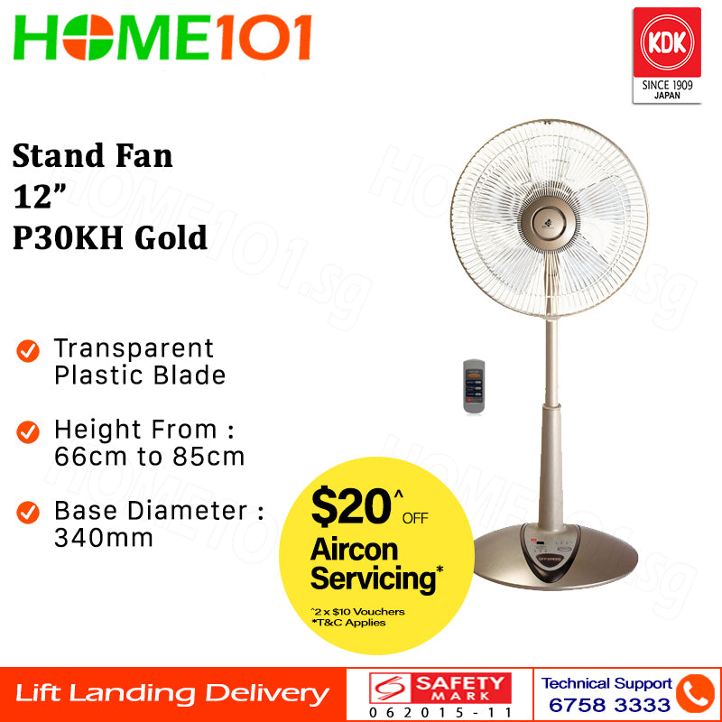 KDK Living Fan 30cm w/Remote Control and Filter P30KH