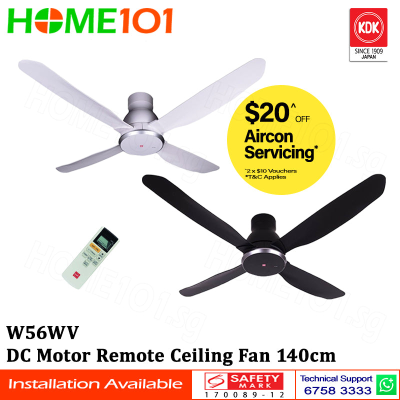 KDK DC Motor Ceiling Fan With Remote Control 150cm W56WV