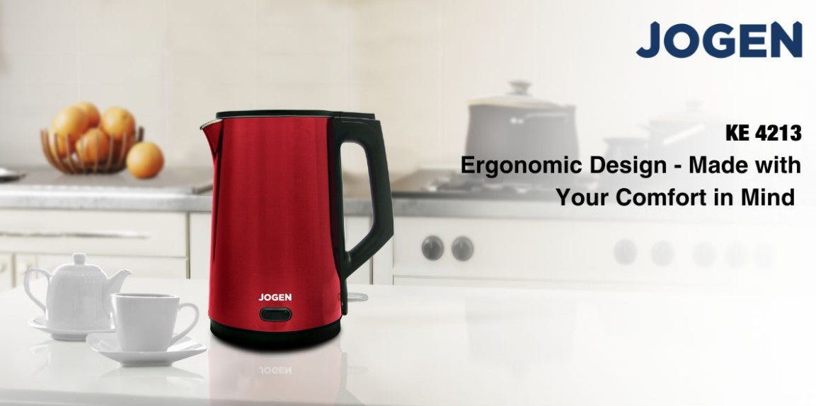 Jogen Electric Stainless Steel Kettle 1.9L KE 4213 - Red || KE 4214 - Green