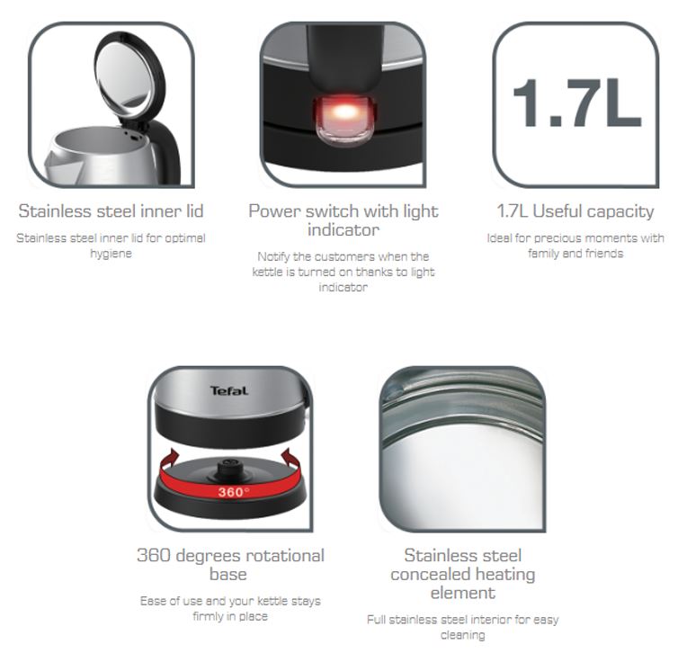 Tefal Handy Stainless Steel Kettle KI800D || KI800