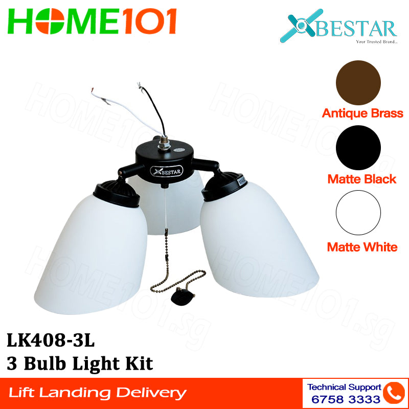 Bestar 3 Bulb Light Kit for Ceiling Fan (BS 900) LK408-3L