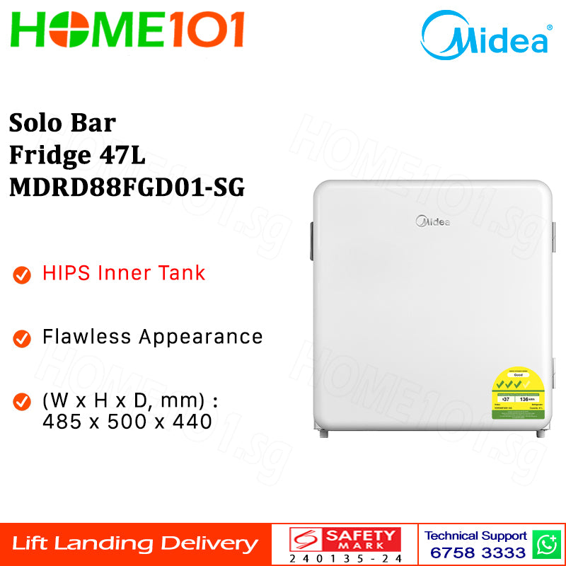 Midea Solo Bar Fridge 47L MDRD88FGD01-SG