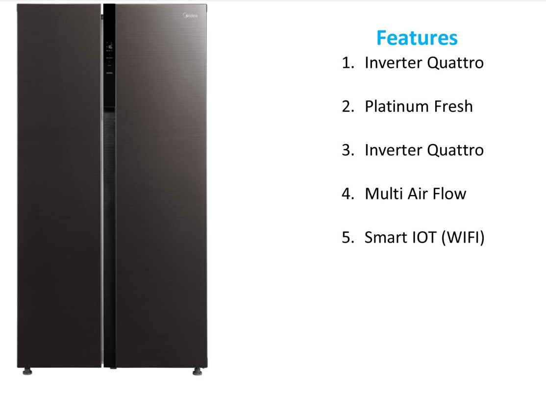 Midea 2 Door Side by Side Fridge 548L MDRS710FIE28SG