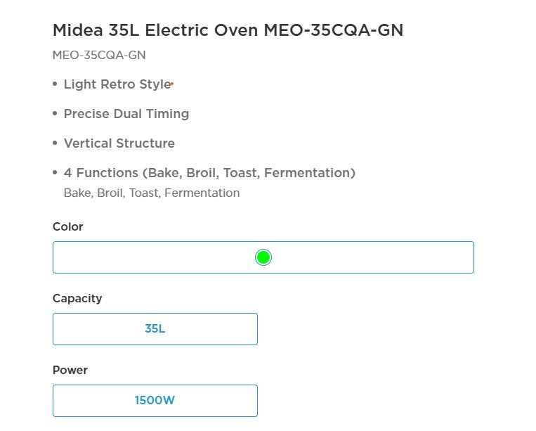 Midea Electric Microwave Oven 35L MEO-35CQA-GN