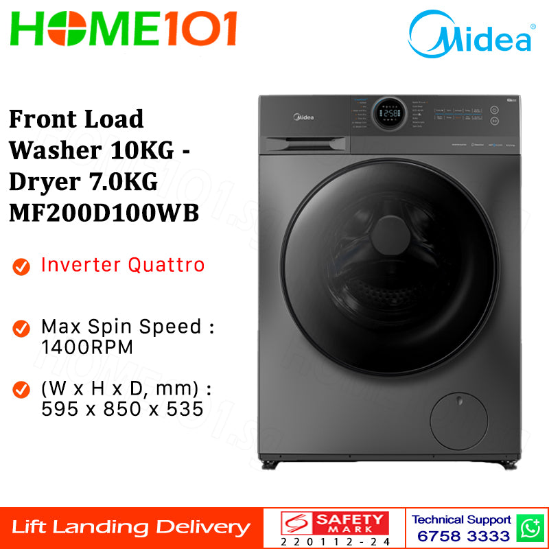 Midea Front Load Washer 10KG - Dryer 7.0KG MF200D100WB