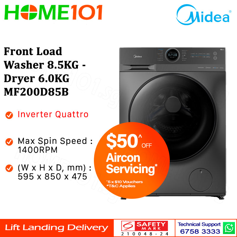 Midea Front Load Washer 8.5KG - Dryer 6.0KG MF200D85B