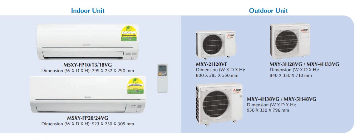Mitsubishi StarMex Multi-Split AirCon MXY-2H20VF/MSXY-FP10VG + FP13VG - CLIMATE VOUCHER ELIGIBLE