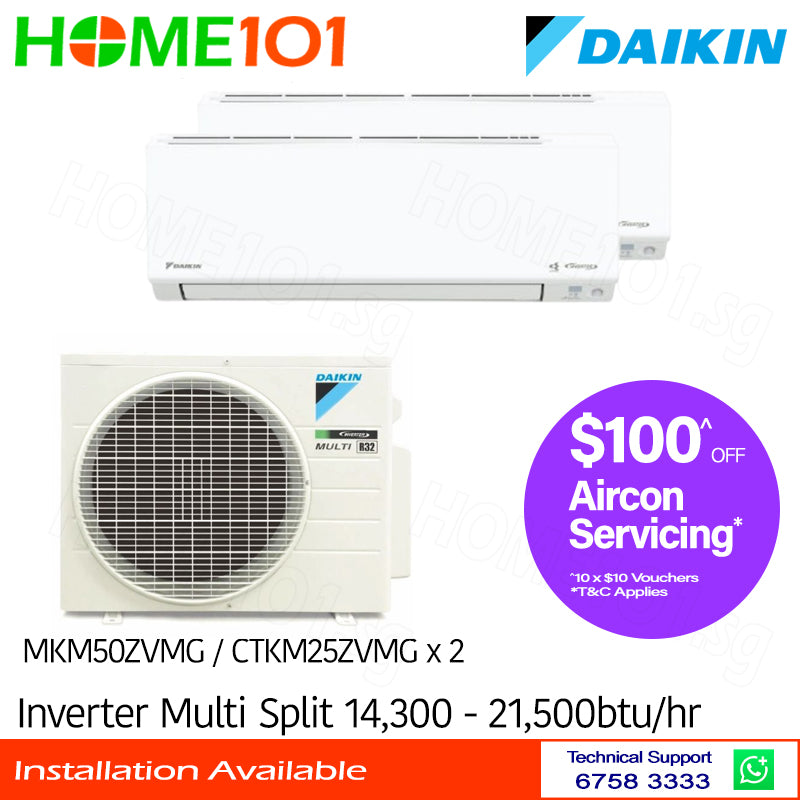 Daikin Inverter Multi-Split AirCon MKM50ZVMG/CTKM25ZVMG x 2 - CLIMATE VOUCHER ELIGIBLE