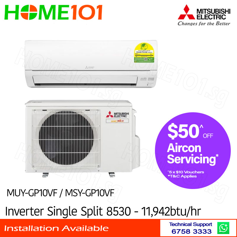 Mitsubishi Inverter Single Split AirCon 10000BTU MUY/MSY-GP10VF - CLIMATE VOUCHER ELIGIBLE