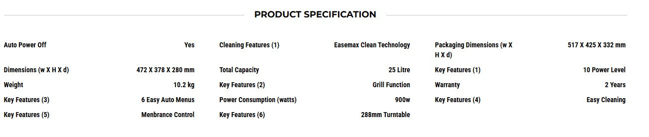 Toshiba Solo Microwave 25L MW3-EM25PE (BK)