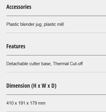 Panasonic Plastic Jug Blender Mill 1.5L MX-EP5111WSP || MX-EP5111