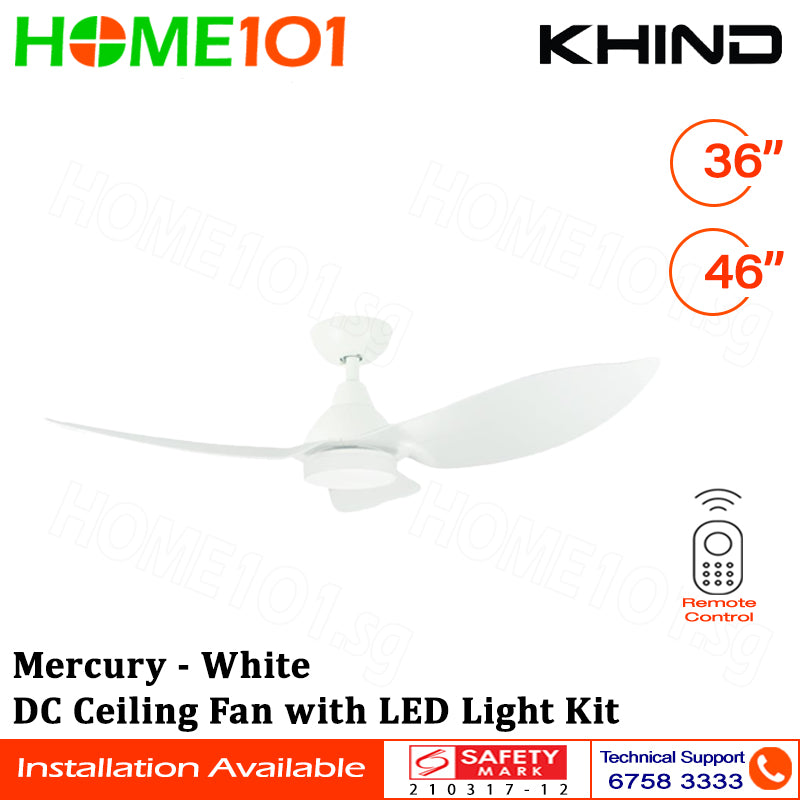 Khind DC Ceiling Fan with LED Light Kit 36"/46" Mercury