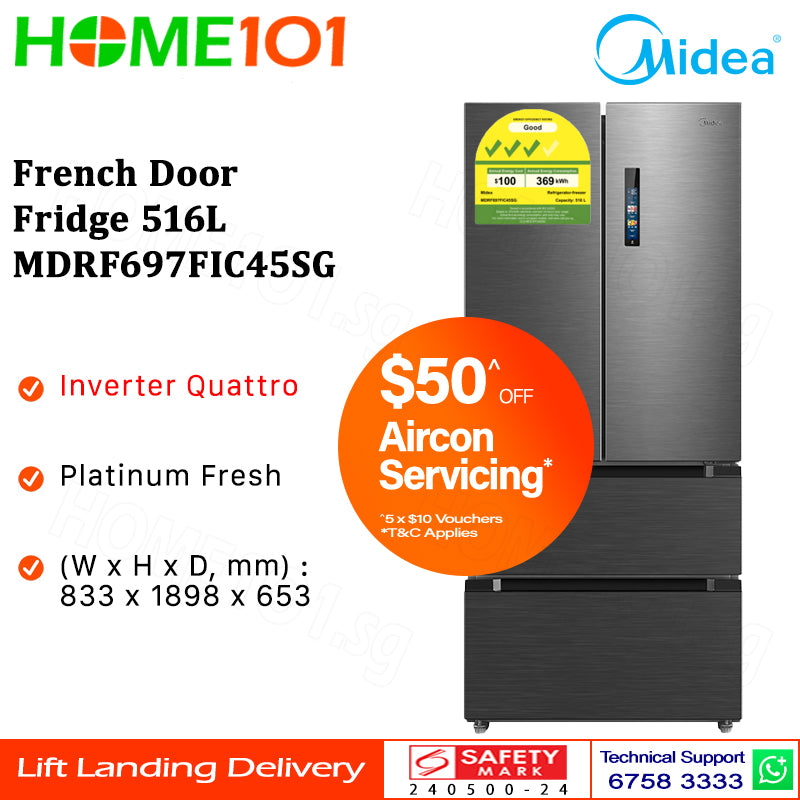 Midea French Door Fridge 516L MDRF697FIC45SG