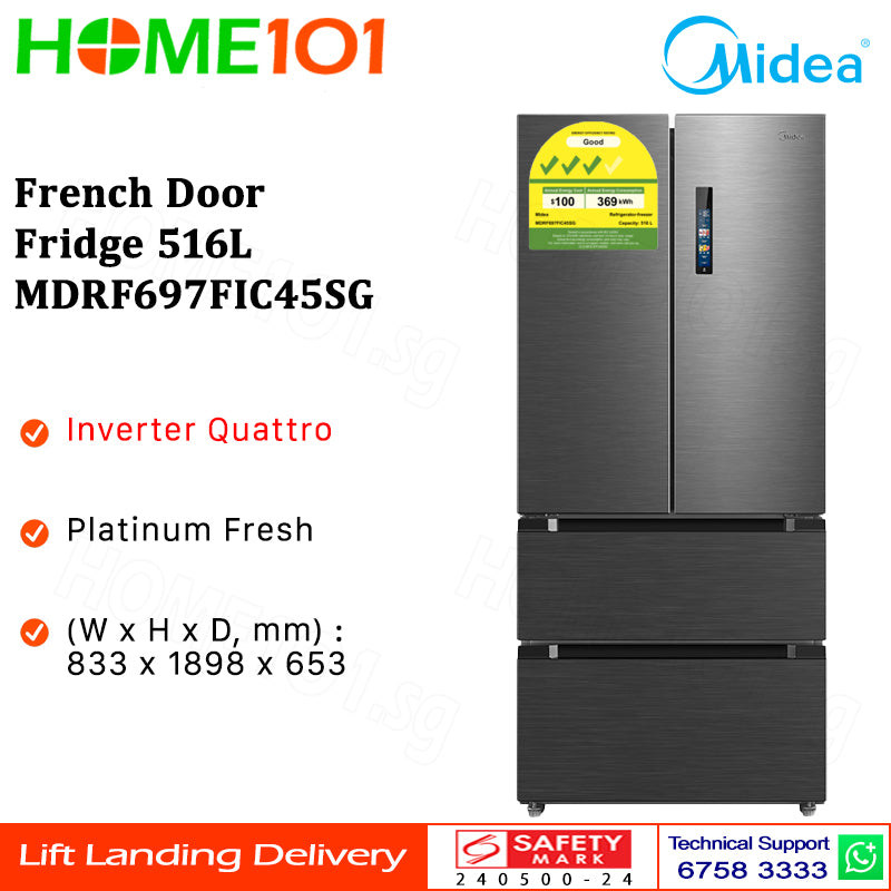 Midea French Door Fridge 516L MDRF697FIC45SG