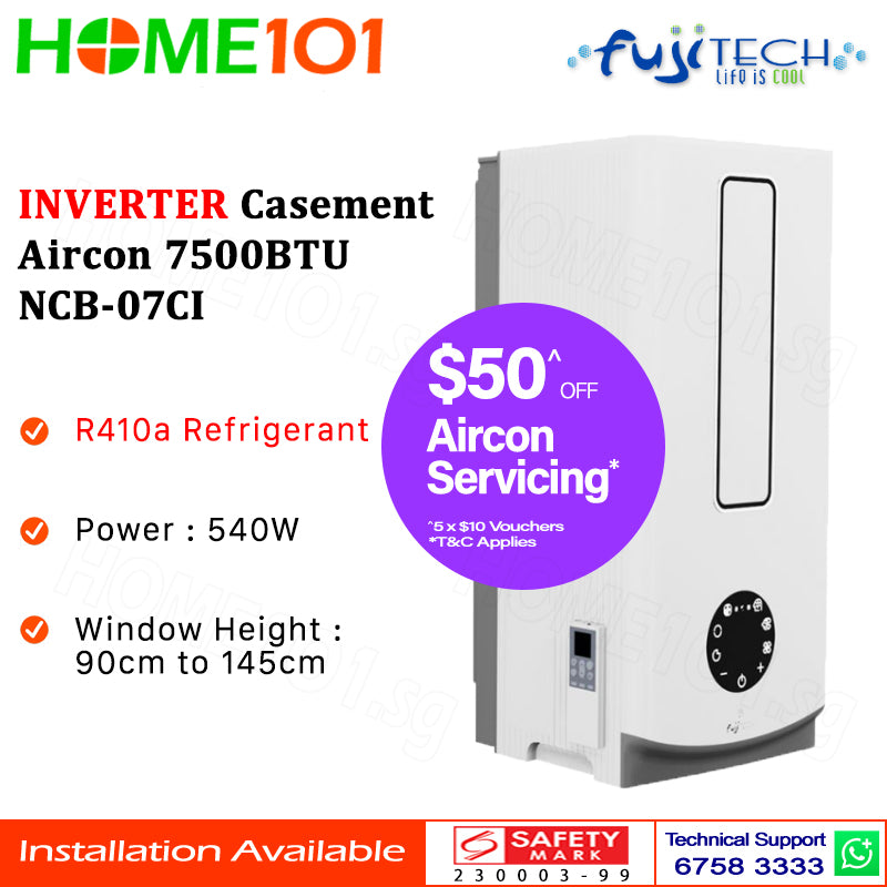 Fujitech Inverter Casement Aircon 7500BTU NCB-07CI