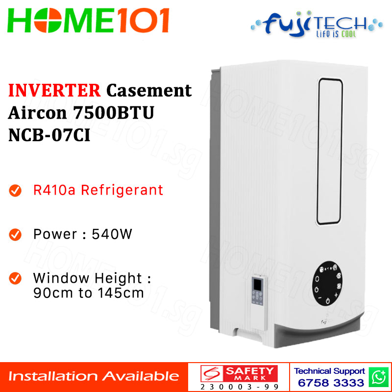 Fujitech Inverter Casement Aircon 7500BTU NCB-07CI
