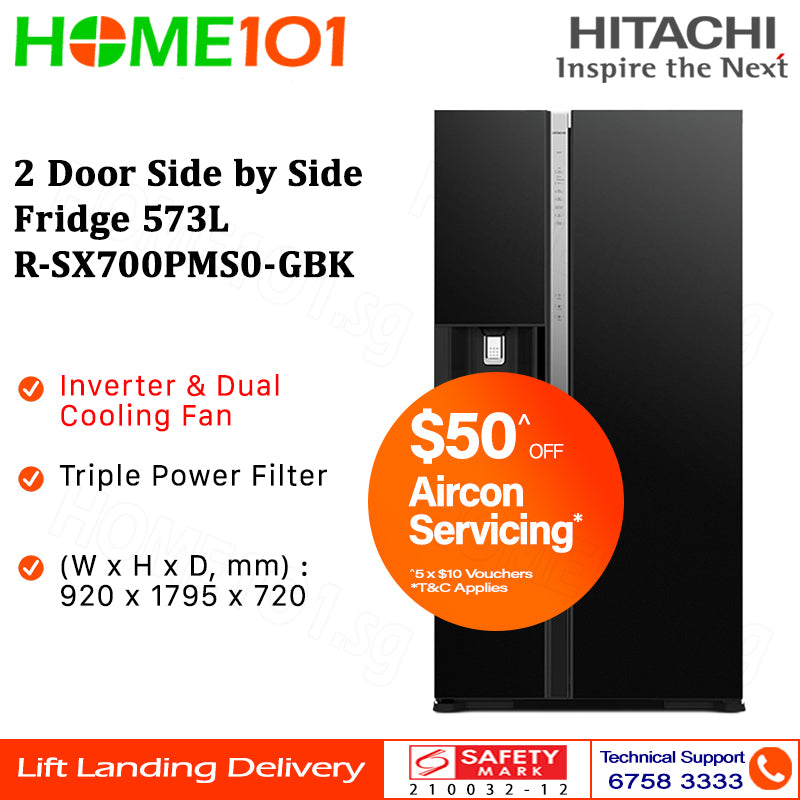 Hitachi 2 Door Side by Side Fridge 573L R-SX700PMS0