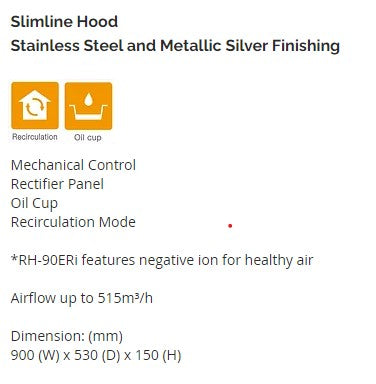 Rinnai Slimline Hood 90cm RH-90ER SUS