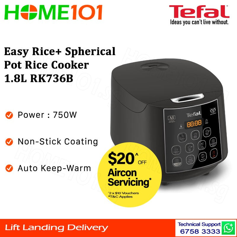Tefal Easy Rice+ Spherical Pot Rice Cooker 1.8L RK736B