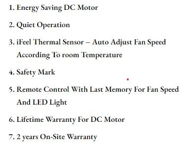($1 REPLACEMENT) Bestar DC Motor Ceiling Fan with Remote Control & Light 46"/54ā Razor