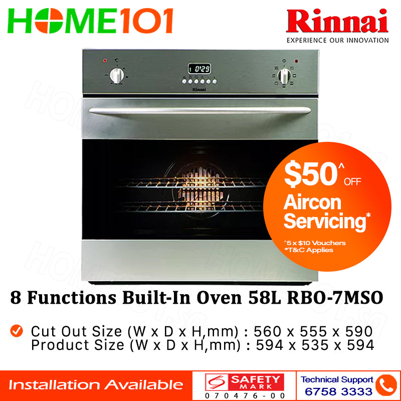 Rinnai 8 Functions Built-In Oven 58L RBO-7MSO