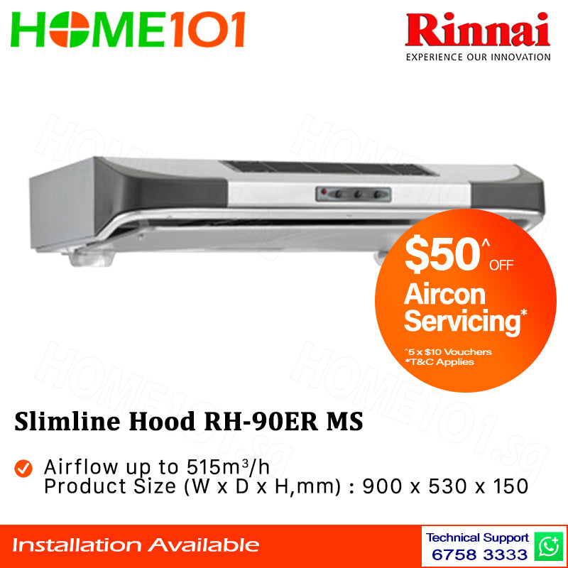 Rinnai Slimline Hood 90cm RH-90ER SUS