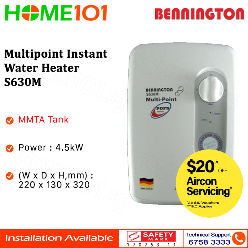 Bennington Multi-point Instantaneous Water Heater 4.5kW S630M