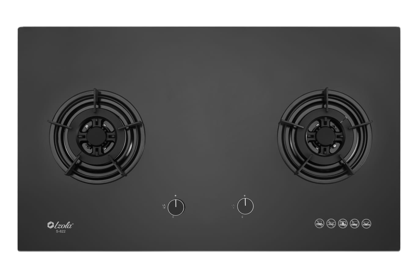 Izola Tempered Glass Built-In Hob 2 Burners S-822 - LPG / PUB - FREE INSTALLATION