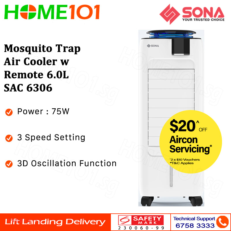 Sona Mosquito Trap Air Cooler With Remote Control 6.0L SAC 6306