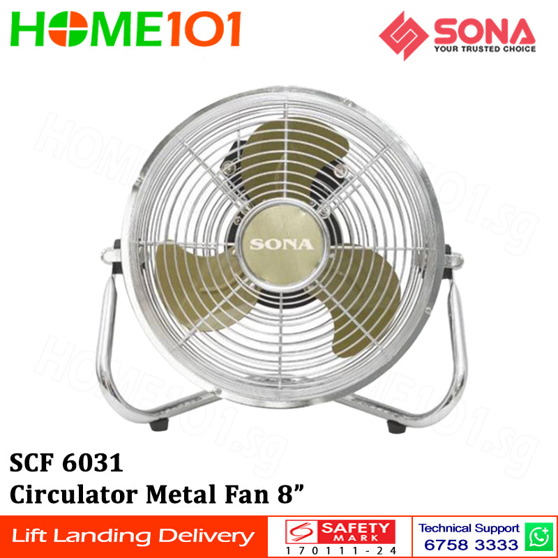 Sona Alloy Blade Desk Fan Circulator Metal 8" SCF 6031