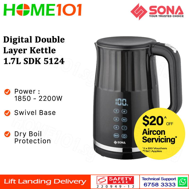 Sona Digital Double layer Kettle 1.7L SDK 5124
