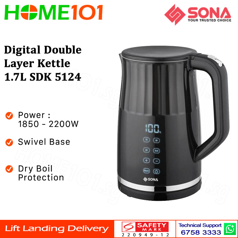 Sona Digital Double layer Kettle 1.7L SDK 5124