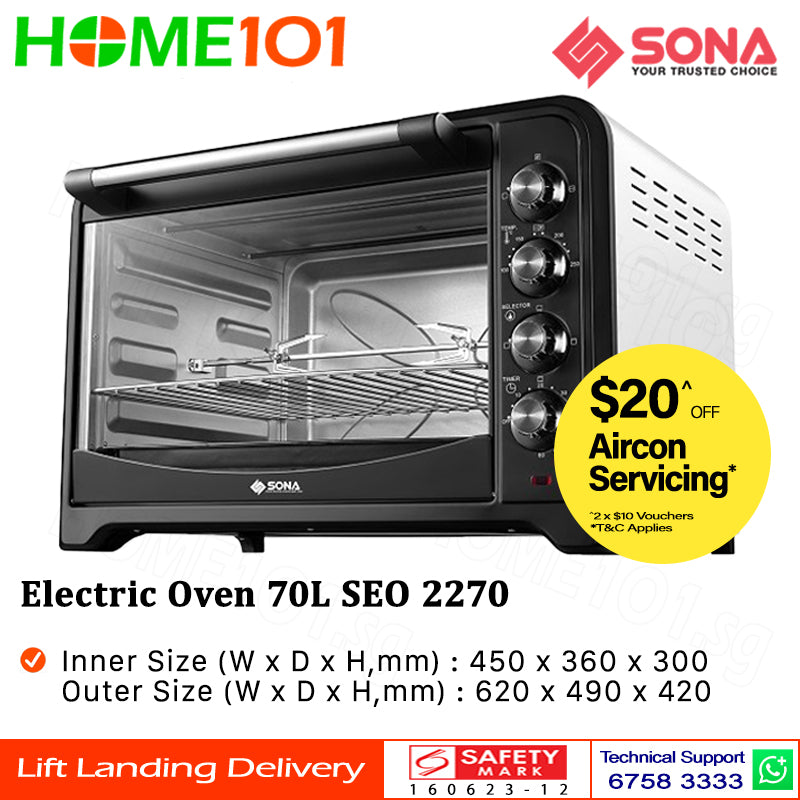 Sona Electric Oven 70L W/Motorized Rotisserie SEO2270 I SEO 2270