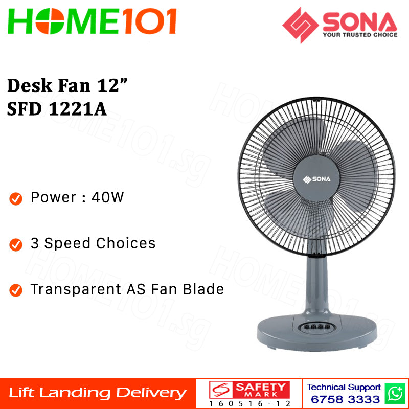 Sona Desk Fan 12" SFD 1221A