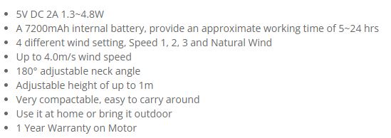 Sona USB Foldable Portable Fan 8 inch SFP 1915