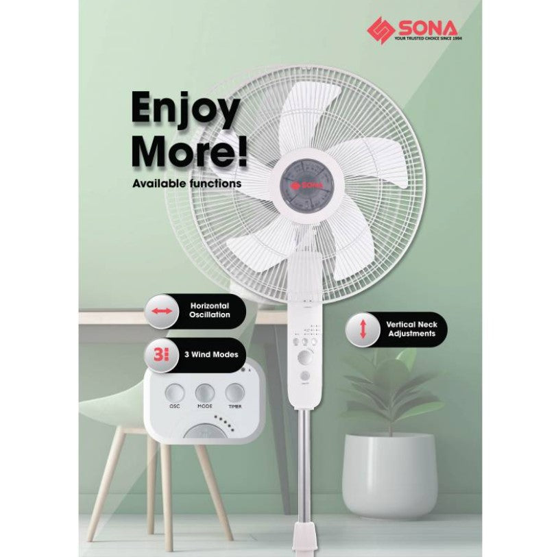 Sona DC Stand Fan with Remote 16" SFS 1160DC