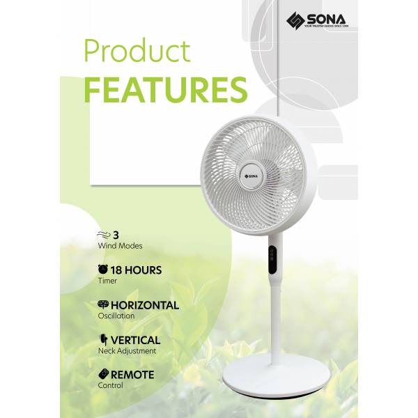 Sona 3In1 DC Stand Fan 14" with Remote SFS 1189DC