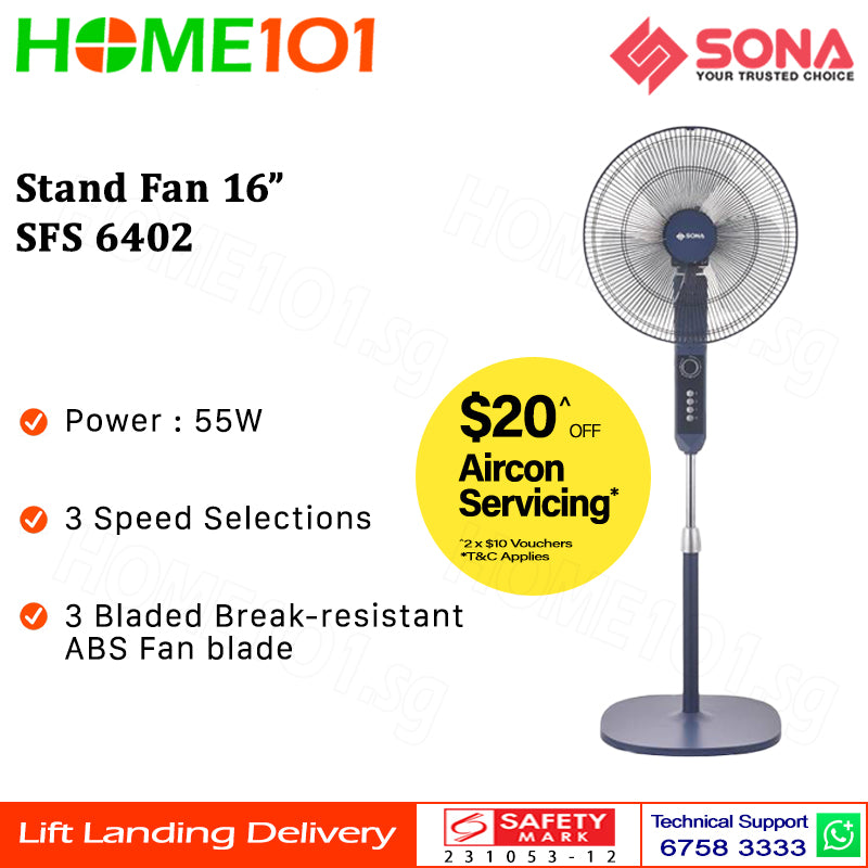 Sona Stand Fan 16" SFS 6402