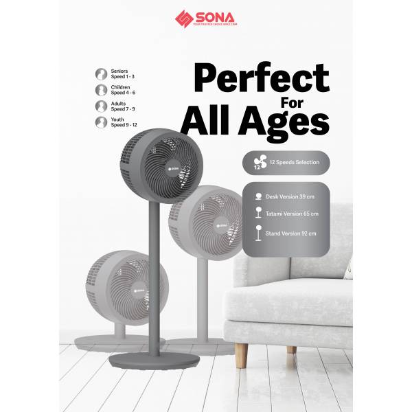 Sona 3in1 DC High Velocity Fan 9" SFS 9006DC