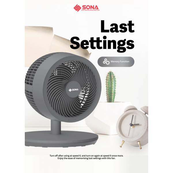Sona 3in1 DC High Velocity Fan 9" SFS 9006DC