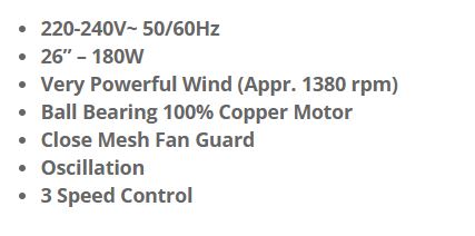 Sona Industrial Wall Fan 26" SIFW 6011