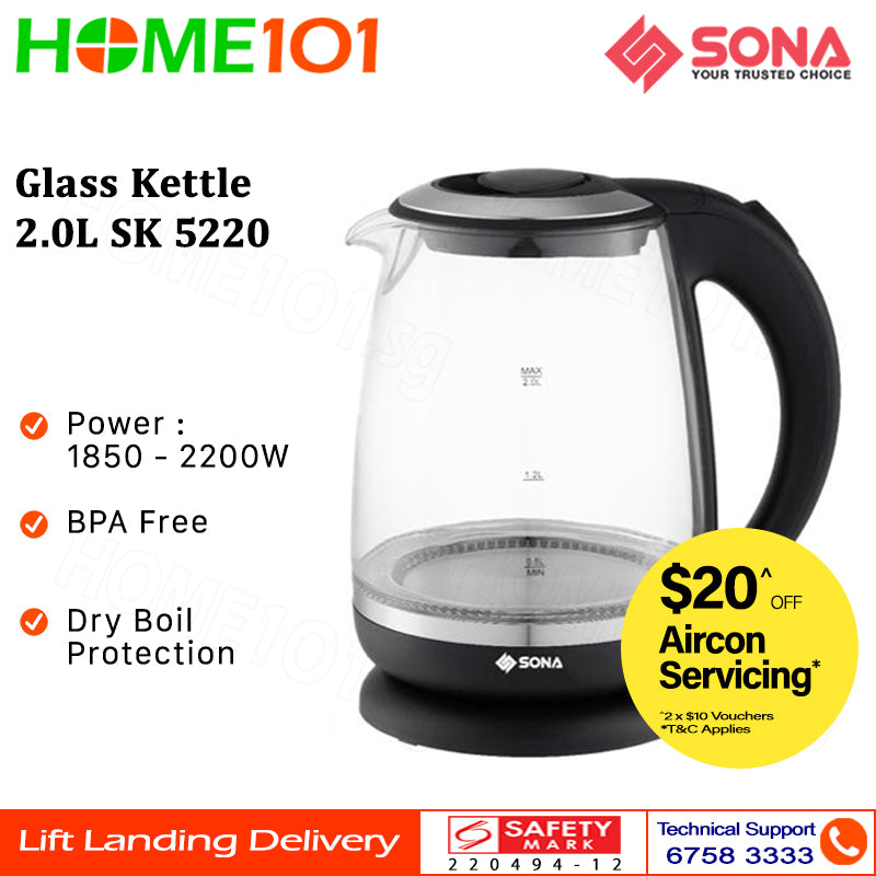 Sona Glass Kettle 2.0L SK 5220