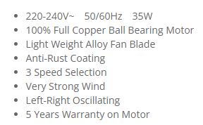 Sona Power Desk Fan 10" SOF 6050
