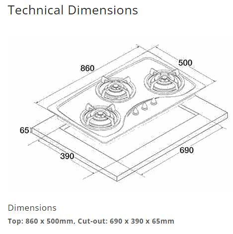 Tecno Stainless Steel Cooker Hob 2 Burners SR288SV - LPG / PUB - FREE INSTALLATION